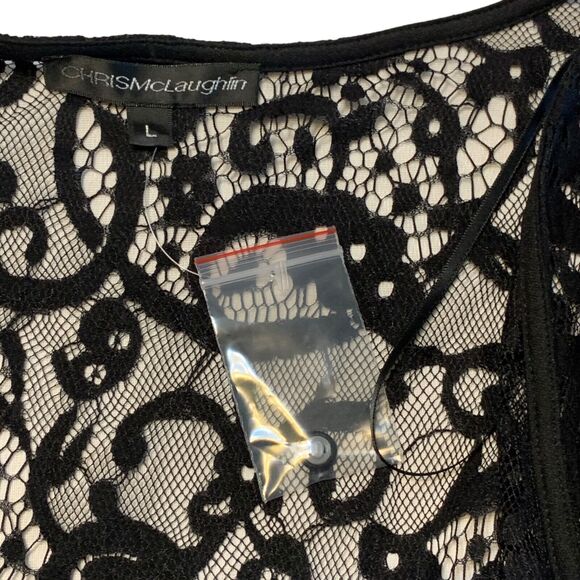 Chris McLaughlin Black Lace Cardigan Large Gothic Glam Sweater Tassel Fringe NEW - Picture 5 of 9